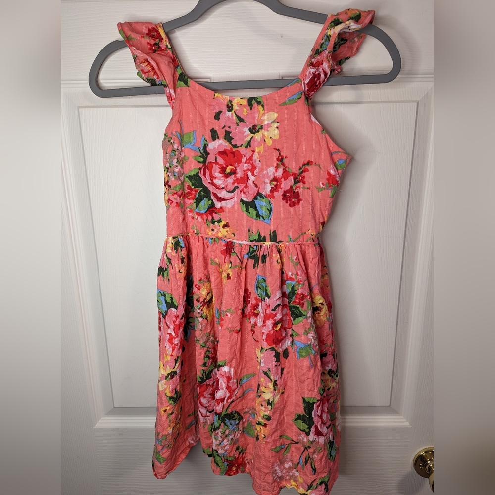 Zunie Girls pink floral sleeveless Summer dress size medium 7/8